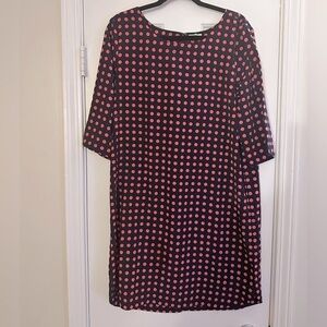 NWT Gap Navy & Pink Polka Dot Vicki Shift Dress Knee Casual Nautical Boat Large
